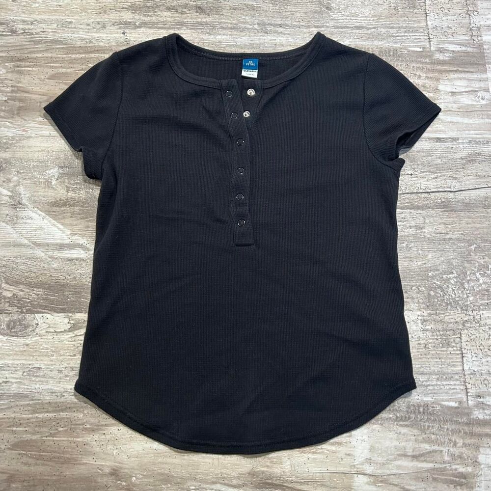 Old Navy Women’s casual minimalist black button up basic top